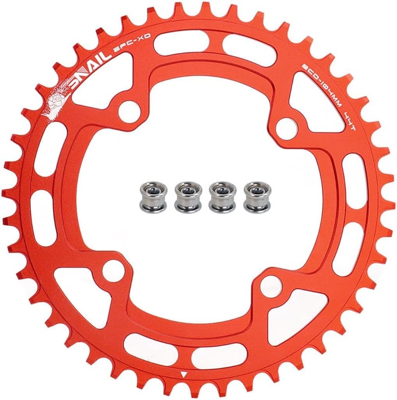 FOMTOR 104 BCD Chainring (30-52T) 7-12 Speed Compatible CNC 7075 Aluminum Narrow Wide Tooth Round Oval Chainrings for MTB/Road Bike Ebike Chainwheel Black/Red - Image 1